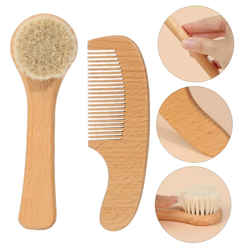 Set Boy Girl Bath Soft Bristle Brush Comb Scalp Brush Laundry Newborn Grooming Kit for Gentle Hair Skin Care