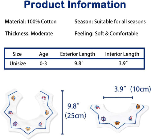 3 Pack 360° Rotate Pure Cotton Baby Bibs, Newborn Muslin Bibs For Teething And Drooling,Unisex Baby Bibs For Toddler, Adjustable With Snaps, Super Soft & Absorbent Baby Bibs For Boys And Girls.