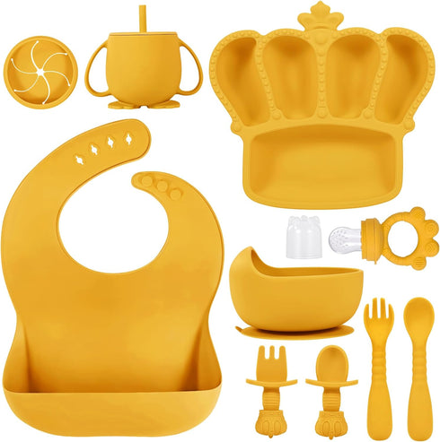 BXLL Silicone Baby Feeding Set 10 Pcs Baby Led Weaning Supplies Suction Bowl