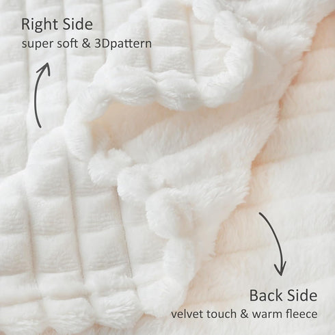 HOMRITAR Baby Blanket for Boys Girls, Fleece Super Soft Plush Cozy Toddler Blanket with Square 3D Jacquard Grid Design