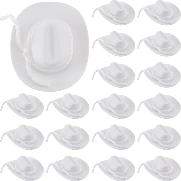 24 Pcs Mini Cowgirl Hat Cowboy Hats, 2 Inch Western Doll Hats for Birthday Decorations Favors