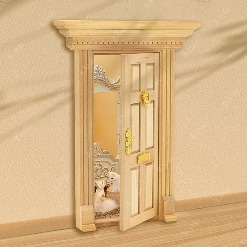 iLAND Dollhouse Door 1:12 Scale - Miniature Door with Handle & Knocker (Neoclassical Mini Door)