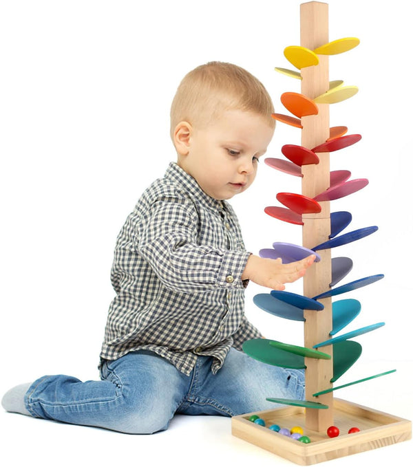 Wooden Music Tree Toy for Kids, Marble Ball Run Track Game for Toddlers, Educational Montessori Gift