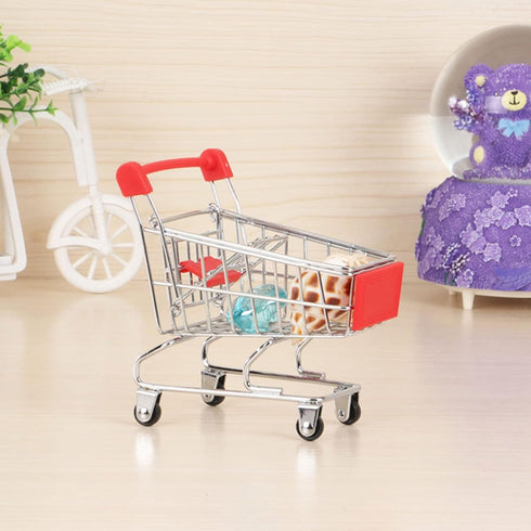 kxkxvovo Mini Shopping Cart, Red, Durable, Perfect for Role Play, Storage, and Decor