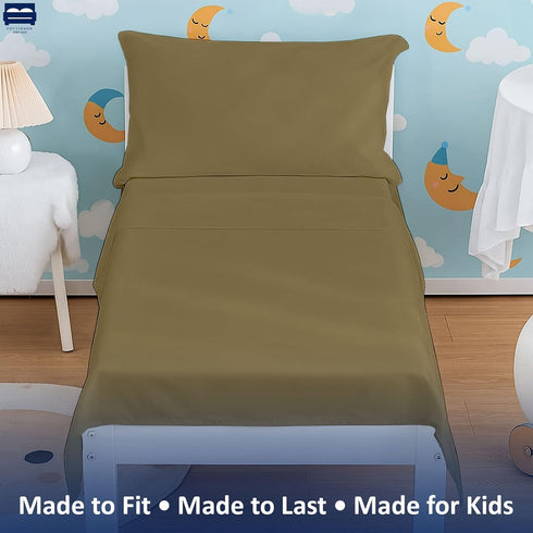 Set, Sets-3 Set-100% Cotton(Taupe)(28 52 5-8 inches Cottingon Toddler Sheet Solid Crib Fitted Sheet Flat Sheet