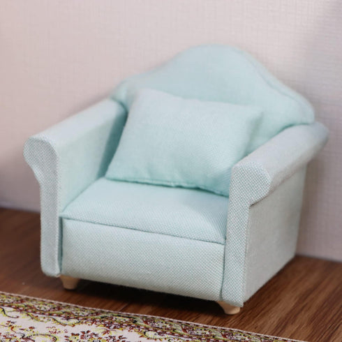 Dollhouse Couch Miniature Furniture Sofa with Pillows for Living Room Desktop Decoration Fabric Sofa Mini Home Scene