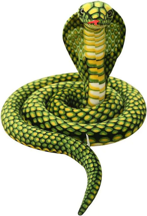 Large 70" Cobra Snake Plush Toy - Realistic Stuffed Animal, Gifts for Wild Animals Party Decorations (Green)