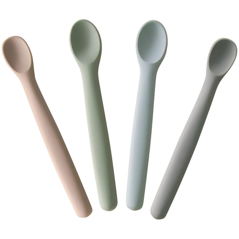 Moonkie Silicone Baby Spoons Set of 4, Bendable Feeding Utensils for 4+ Months