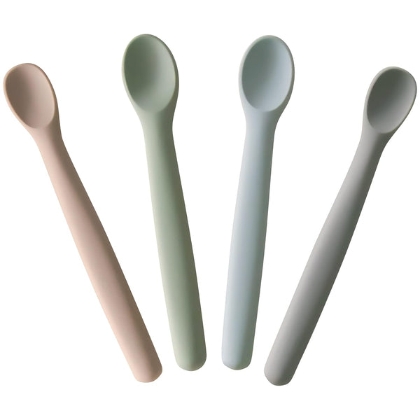 Moonkie Silicone Baby Spoons Set of 4, Bendable Feeding Utensils for 4+ Months