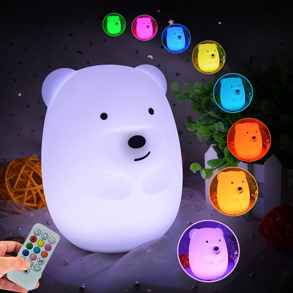 Bear Night Lights for Kids, Bedside Lamp for Nursery, Adjustable Brightness, Eye Caring, Gifts for Children