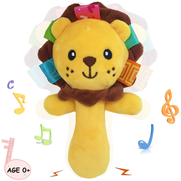 Soft Baby Rattle Toys, Plush Stuffed Animal Hand Rattles for Toddlers, Lion Development Infant Toy