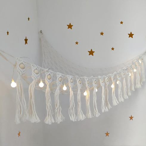 Hammock, Hammock Large Stuffed Animal Net or Boho Macrame Toy with LED Lights, Decorate Room Space Saving Pet Net