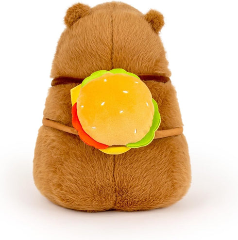 Capybara Plush 9 Inch Stuffed Animal, Cute Capybara Toy with Hamburger Backpack, Gift for Kids
