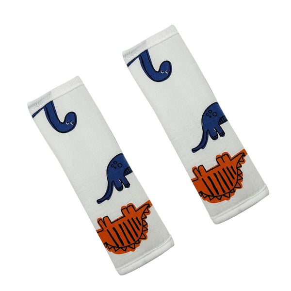 Baby Strap Cover for Children, 2 Pcs Infant Car Seat Belt Cover Pad, Neck Pad Protector for Kids (Navy Dinosaur)