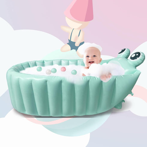 HotMax Inflatable Baby Bathtub Portable Travel Bath Tub for Infants to Toddler Foldable Non Slip Spa Tub with Air Pump