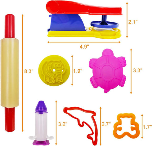 FRIMOONY 45 PCS Plastic Dough Tools with Various Animal Molds and Rolling Pins