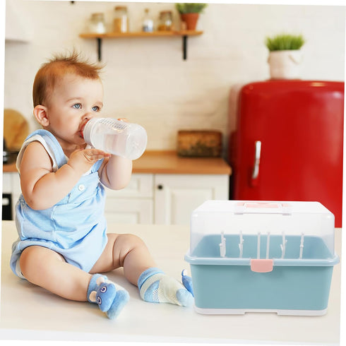 LIOOBO Baby Bottle Drying Box Pacifier Storage Rack Case Large Portable Drying Rack for Breastfeeding Supplies Plastic