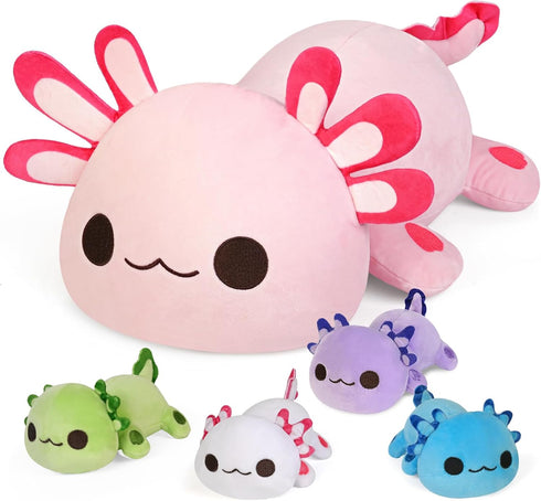 KMUYSL Axolotl Plush Toys Set - Mommy Axolotl with 4 Baby Axolotls, Gifts for Kids