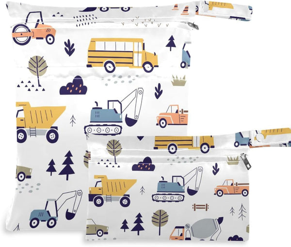 GOODOLD Cute Truck Excavator Wet Dry Bag for Baby Cloth Diaper Waterproof Reusable