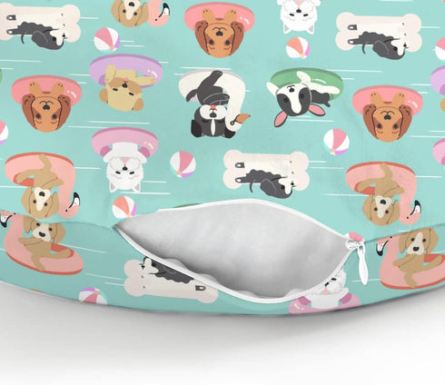 Summer Cute Dogs on Floats Baby Nursing Pillow Covers for Boy Girl Puppy Pool Party Nursery Feeding Pillowcase
