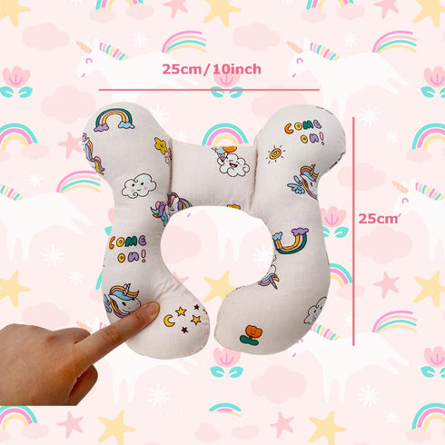 Comfortable Baby Neck Pillow for Car Seat, Soft PP Cotton Travel Head Neck Support for 0-1 Year Old Unicorn