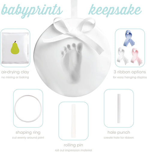 Pearhead My First Christmas Ornament Baby Handprint or Footprint Kit, DIY Clay Keepsake, Gift for New and Expecting