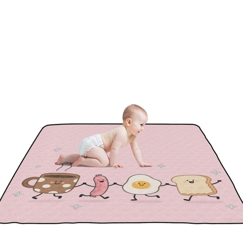 siphylline 50'' 50'' Breakfast Food Dance Funny Soft Padded Baby Gym & Activity Mat for Indoor Outdoor Water Resistant