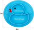 Baby Divided Plate Silicone - Portable Non Slip Feeding Plate with Suction Cup for Kids, BPA Free (Duck-Blue)