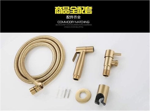 MUOBSBJRX ToiletSprayer Brushed Gold Angle Valve Faucet Sprayer Full Pressure and Leakproof HandheldToilet Sprayer