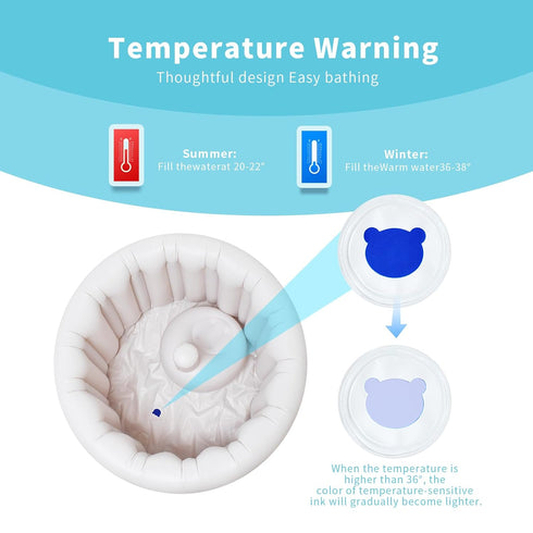 Hantaiwan 24-36 Inflatable Baby Bath Seat for Sitting Up XL, Inflatable Soft Tub for Months, Anti - Collision