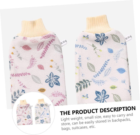 HyKab 2pcs Mud Bathing Gloves Baby Bath Towel Sponge Bath Wipes for Adults Spa Gloves Printed Wash Towels for Bathroom
