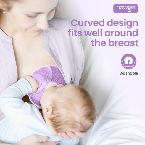 NEWGO Breast Ice Pack, 2 Pack Gel Ice Pack for Surgery, Reusable Hot or Cold Therapy Breast Pad (Purple)