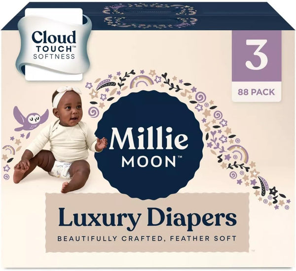 Generic Millie Moon Luxury Diapers, Size 3, 88 Count, White, 13-24 lbs