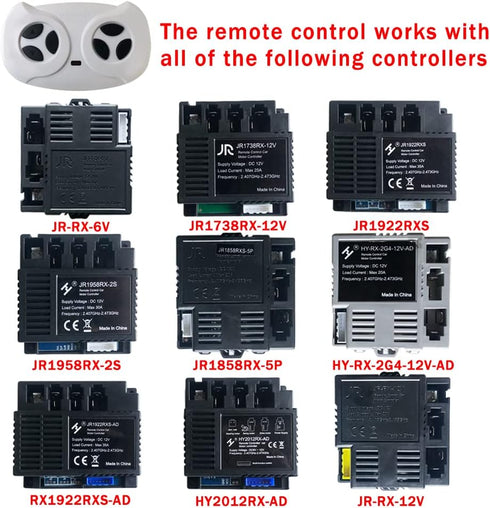 JR1602FCC 2.4G Bluetooth Remote Control for Power Wheels - White Remote Transmitter for Electric Car Toys