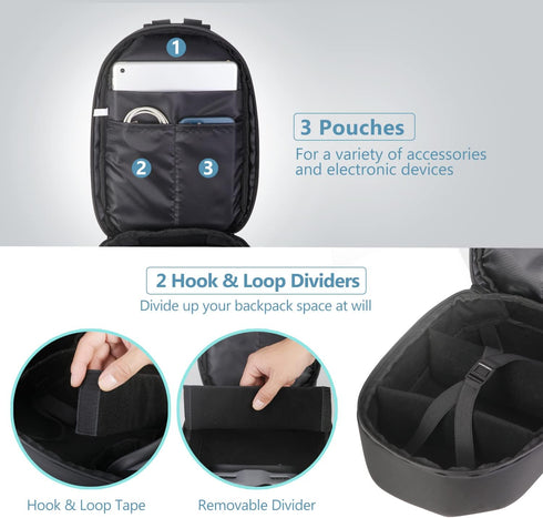 JSVER Carrying Case For DJI Mini - Waterproof Shockproof Backpack Case Compatible with DJI Mini/DJI Air/DJI Mavic 1