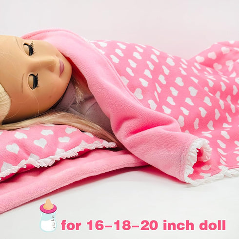 Linkyloop Set Playset 18" 3 4 5 Baby Doll Accessories Dollhouse Bedding - Doll Blanket, Pillow & Mattress
