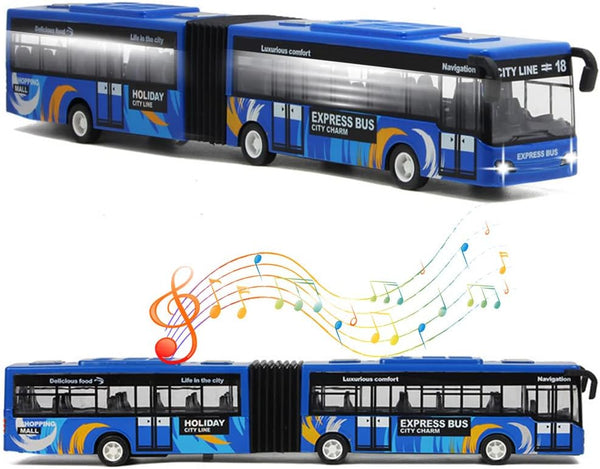 City Bus Die Cast Alloy Toy for Kids, Pull Back Metro Electric Bus with Sounds and Lights, Educational Gift for Ages 3+