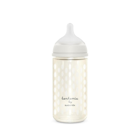 3mo, 8oz, Suavinex Bonhomia Glass Baby Bottle with SX PRO Silicone Nipple, Anti Colic Baby Bottles, Baby Bottles