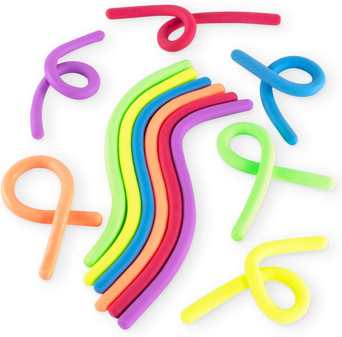 Super Z Outlet 12 Count Stretchy Jelly String Noodles Thick Rubber Fidget Sensory Toys Set for Children Birthday Party