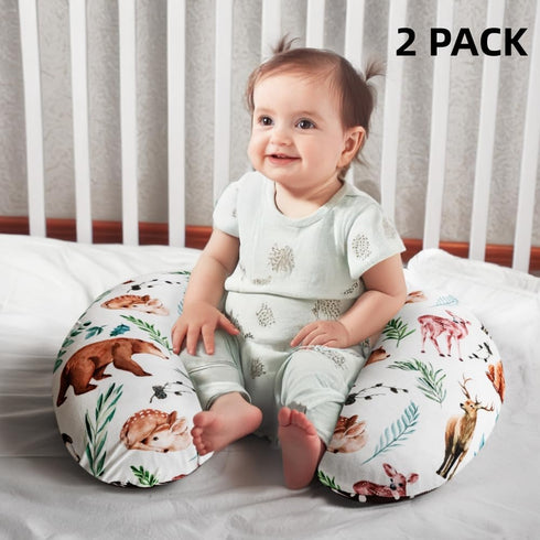 FIGEPO 2 Pack Nursing Pillow Cover Neutral Stretchy Removable Baby Nursing Covers for Breastfeeding Pillows Soft