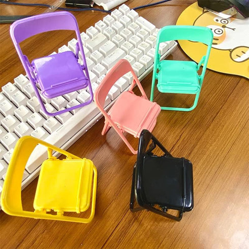 5Pcs Multicolour Mobile Phone Holder - Mini Folding Back Small Chair Model Dollhouse Accessories