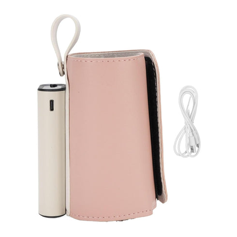 Mingzhe 21 Settings Baby Bottle Warmer Temperature USB Charging Fast Insulated Cover Portable for Outdoor Use (Pink)