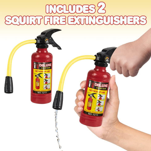 ArtCreativity Fire Extinguisher Squirt Toy for Kids, Set of 2 Water Guns with Realistic Design for Summer Fun