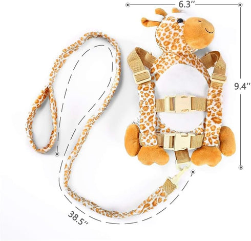 2 in 1 Monkey Toddler Safety Harness Backpack with Walking Leash Strap (Giraffe)