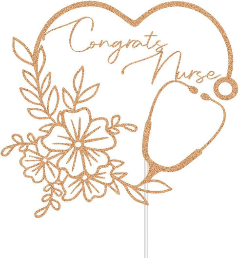 XIUHUBA 2025 Congrats Nurse Cake Topper - Glitter Nursing BSN RN Graduation Cake Decor - Class of Medical School