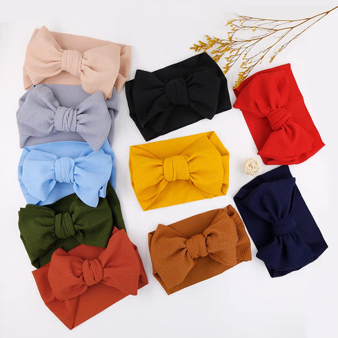 KIDOCHEESE Big Bows Baby Girl Headbands with Bows, Elastics Nylon Hairbands, Oversized Head Wraps, Large Hair Bow
