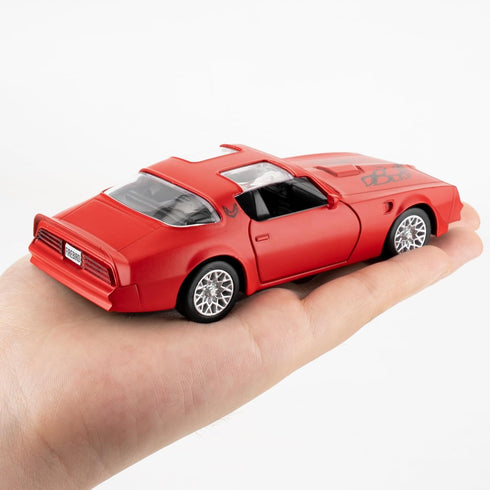 1:36 Compatible Pontiac Firebird Trans Am Toy Car, Diecast Pull Back Model, Doors Open, Gift (Red)