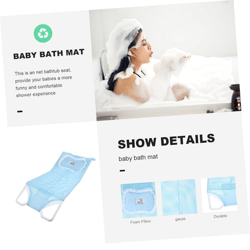 VANZACK Bath Support Rack Newborn Bathing Tub Accessory Non-Slip Mesh Pad for Safe and Comfortable Bath Stylish Blue