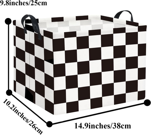 HIYAGON Rectangular Car Basket for Boys Checkered Basket Kids Baby Storage Bin Toy Organizer Box Car Room Decor(Racing