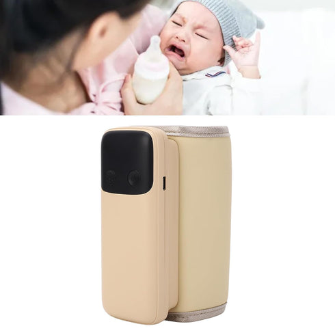Denash Fast Baby Bottle Warmer, Constant Temperature Portable Travel Milk Warmer with Battery, Leather Cover, Night